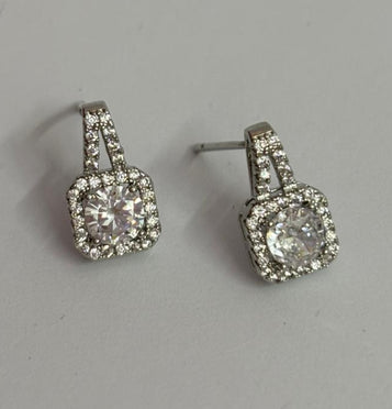 ✨ Elegant Square Halo CZ Earrings