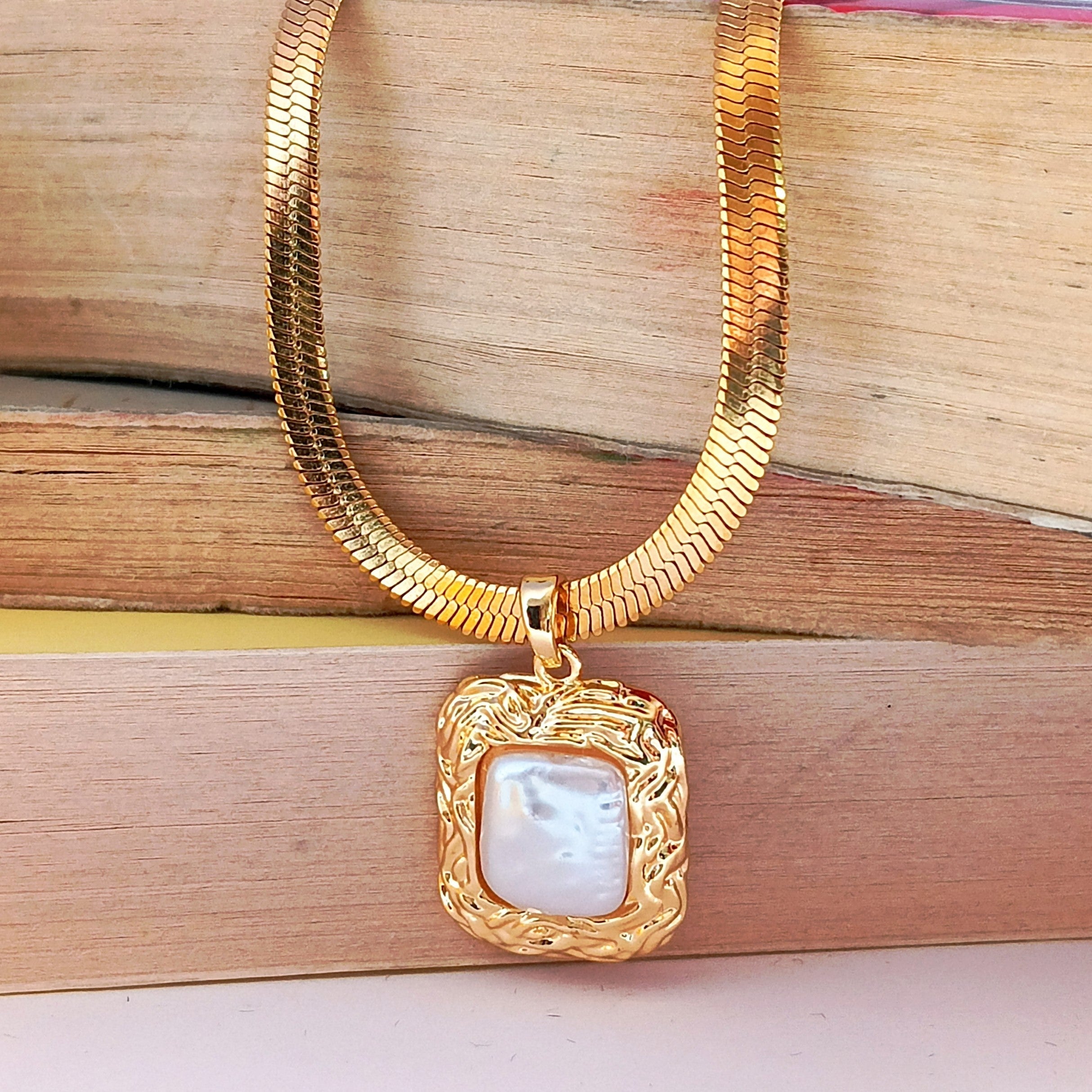 Golden Baroque Pearl Pendant