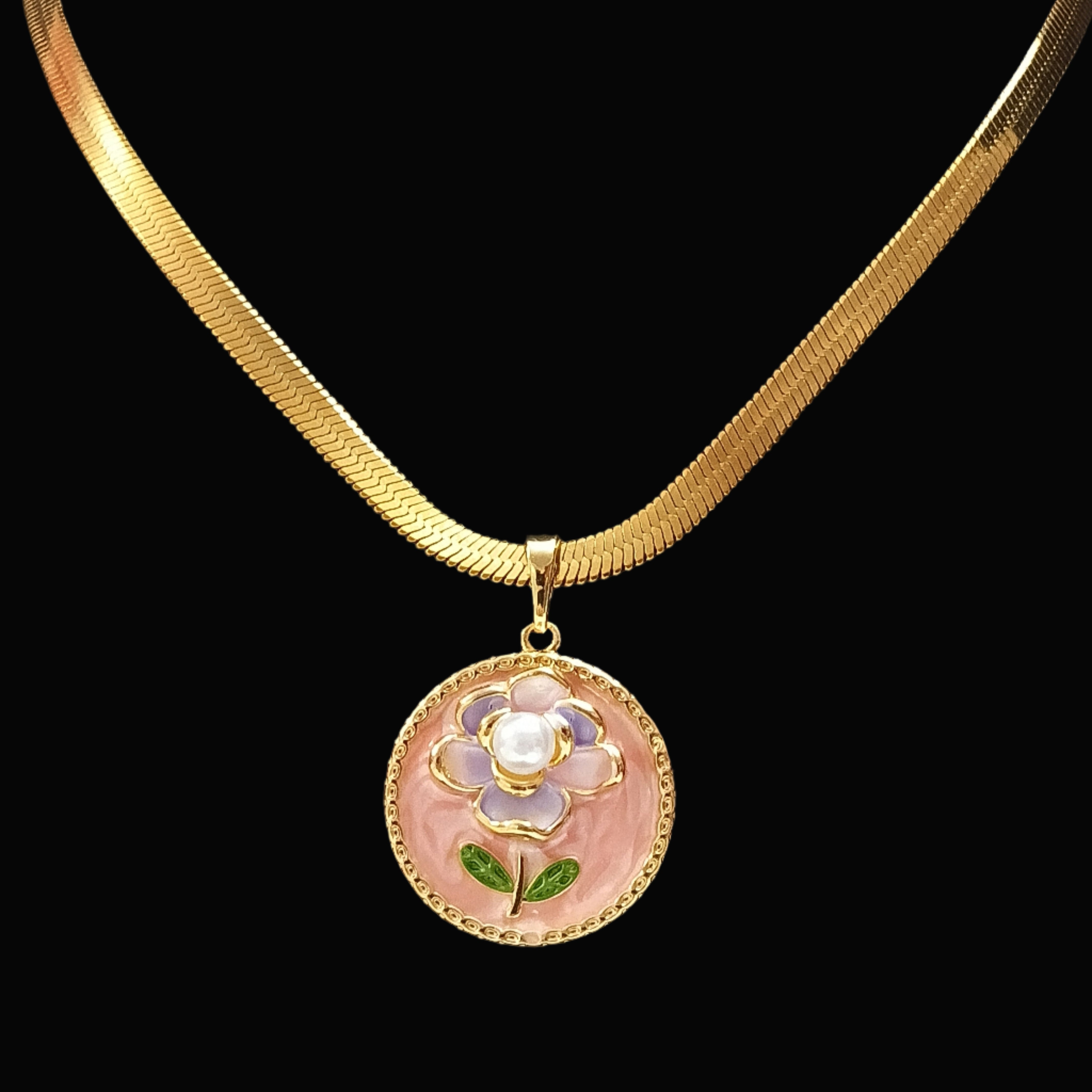 Elegant Floral Enamel Pendant