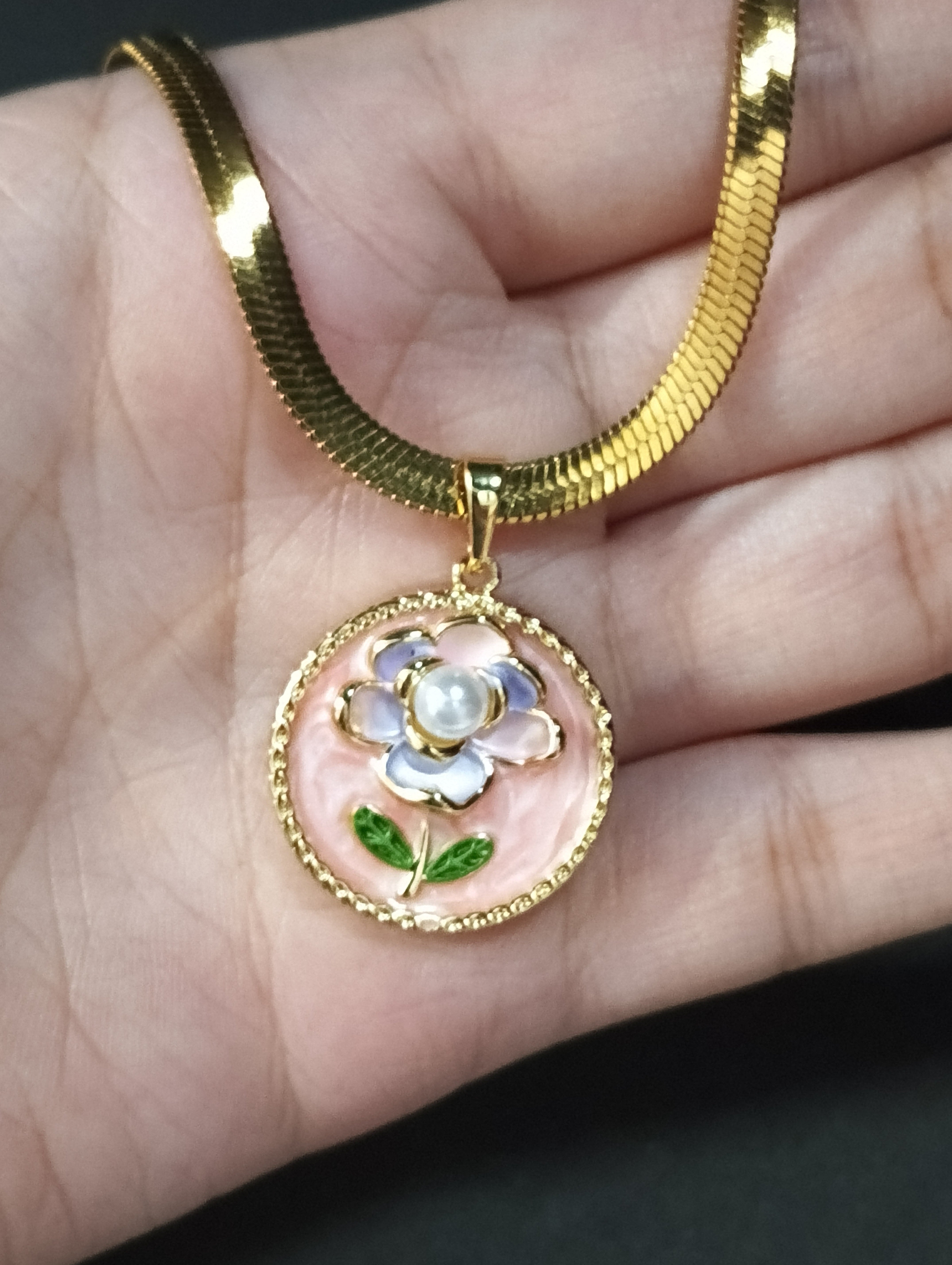 Elegant Floral Enamel Pendant