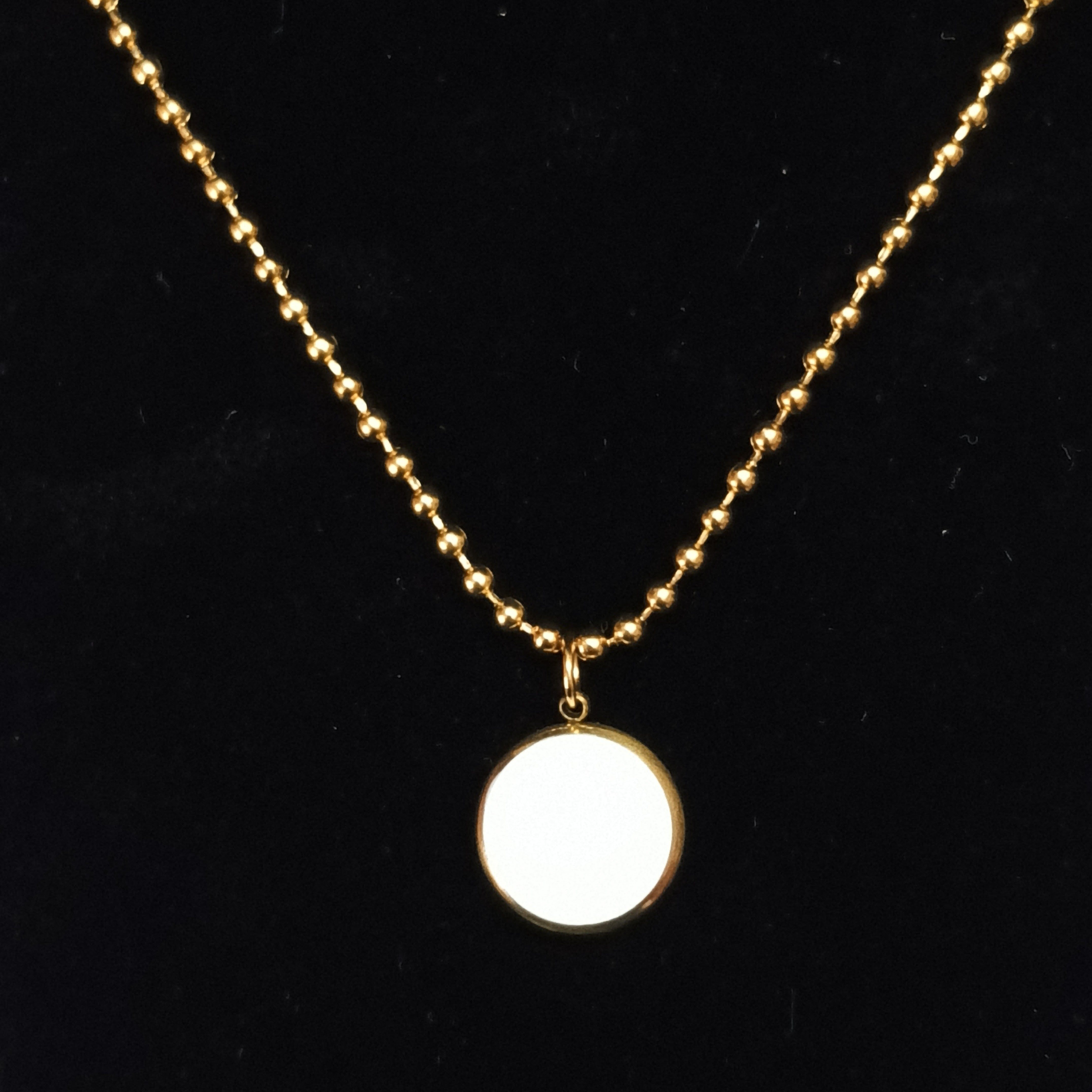 Round White Enamel Statement pendant