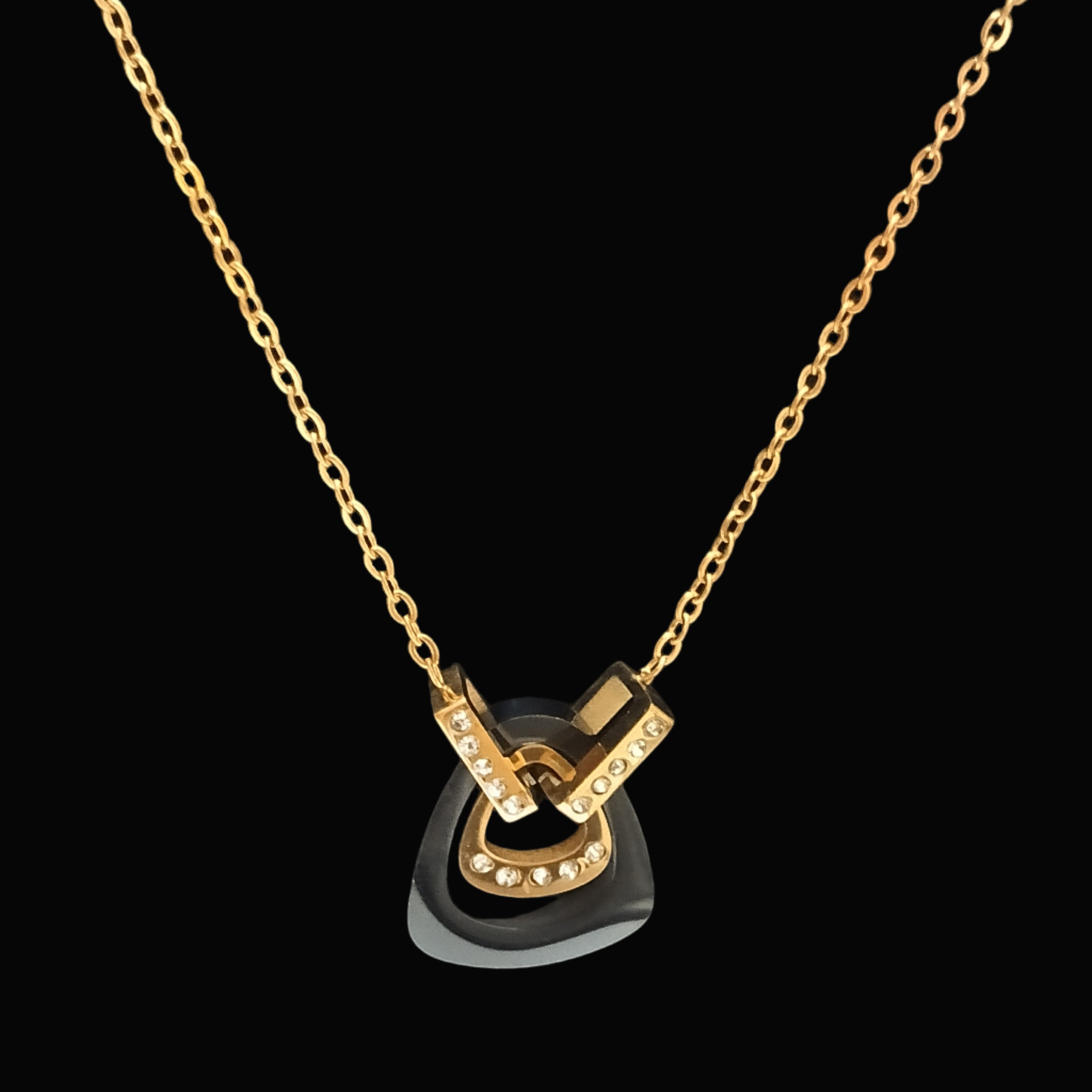 Elegant Dual-Tone Geometric Pendant Necklace