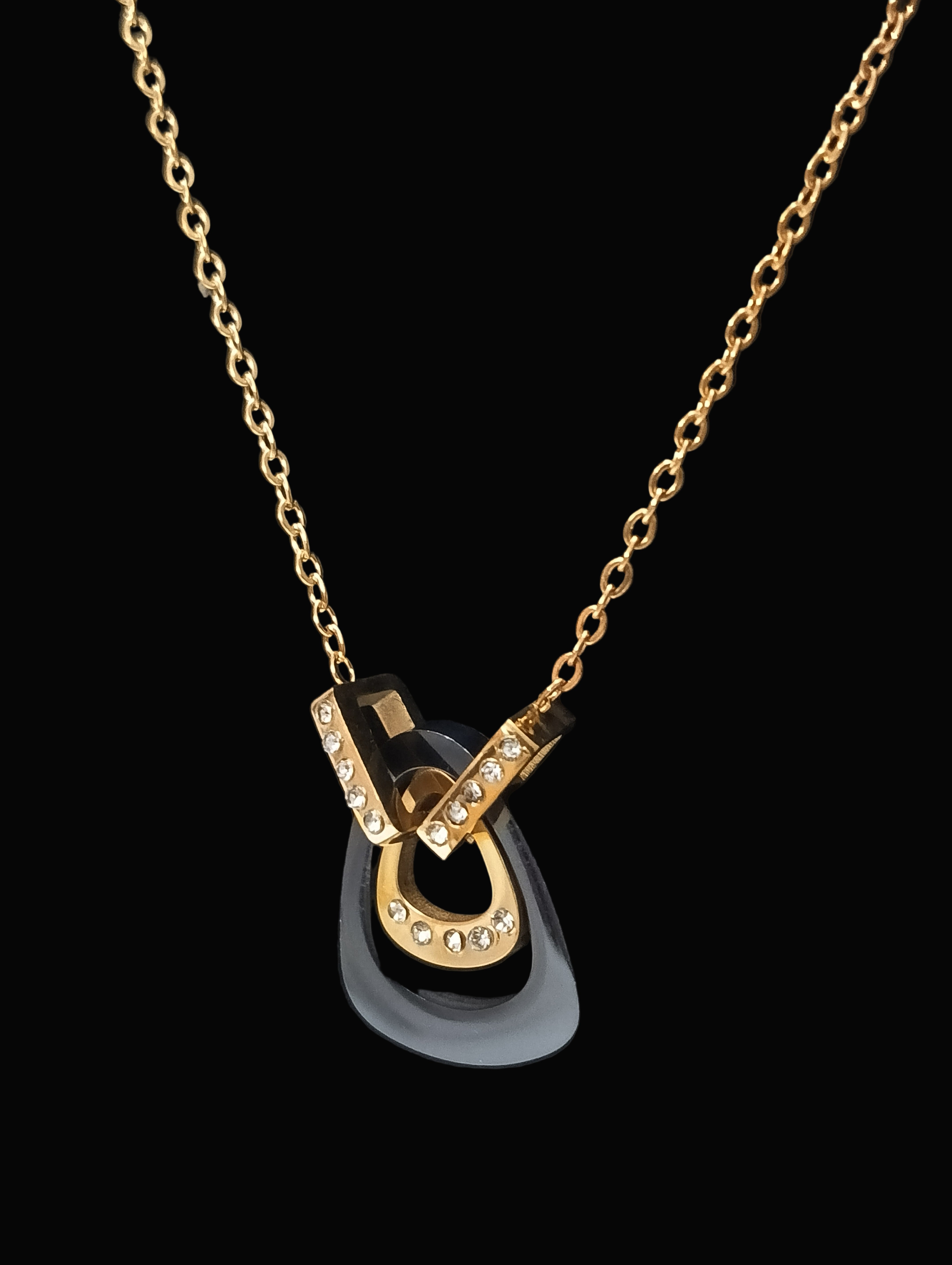 Elegant Dual-Tone Geometric Pendant Necklace