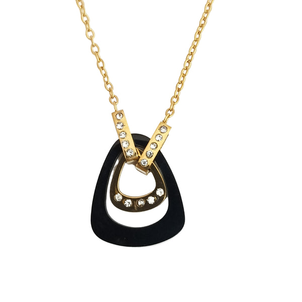 Elegant Dual-Tone Geometric Pendant Necklace