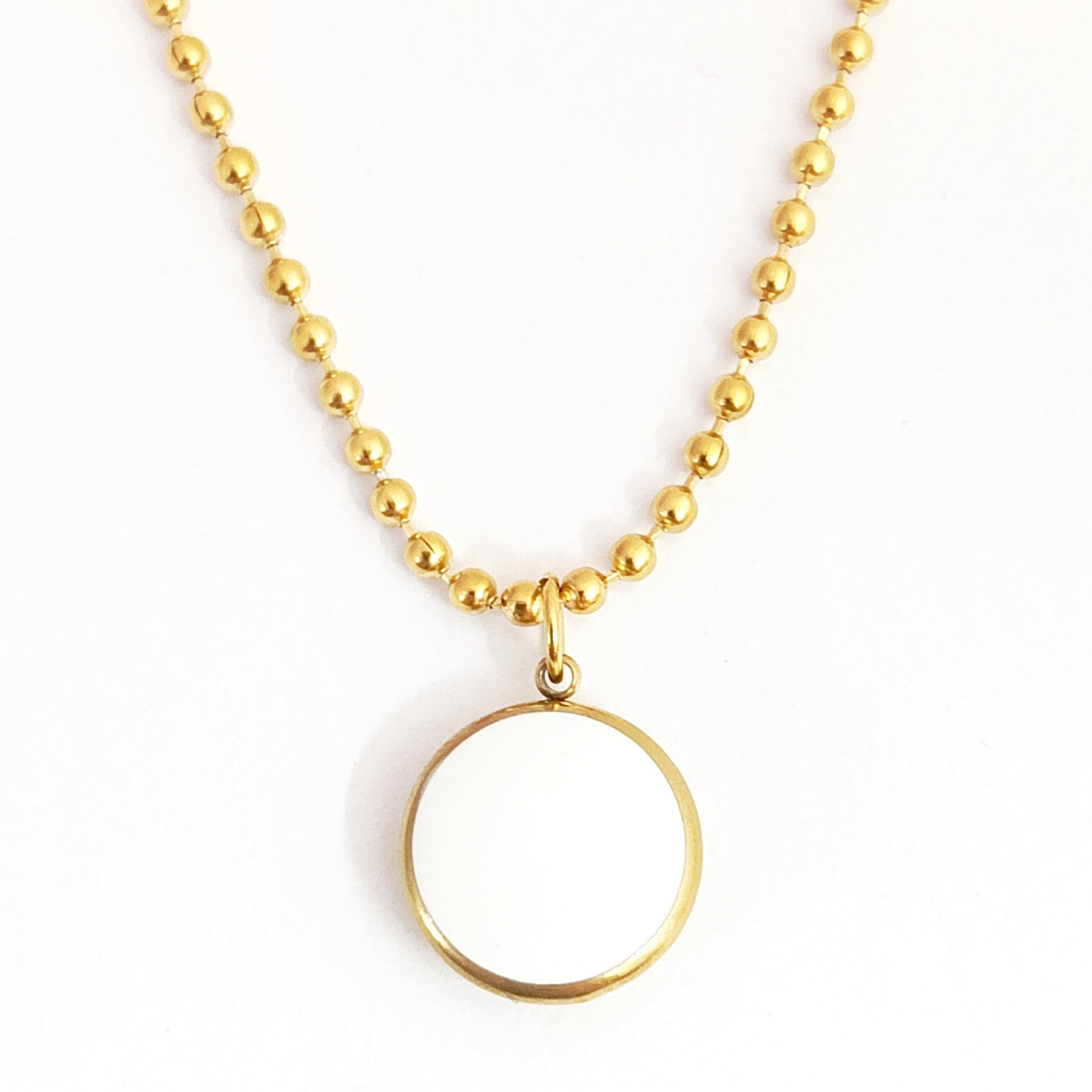 Round White Enamel Statement pendant