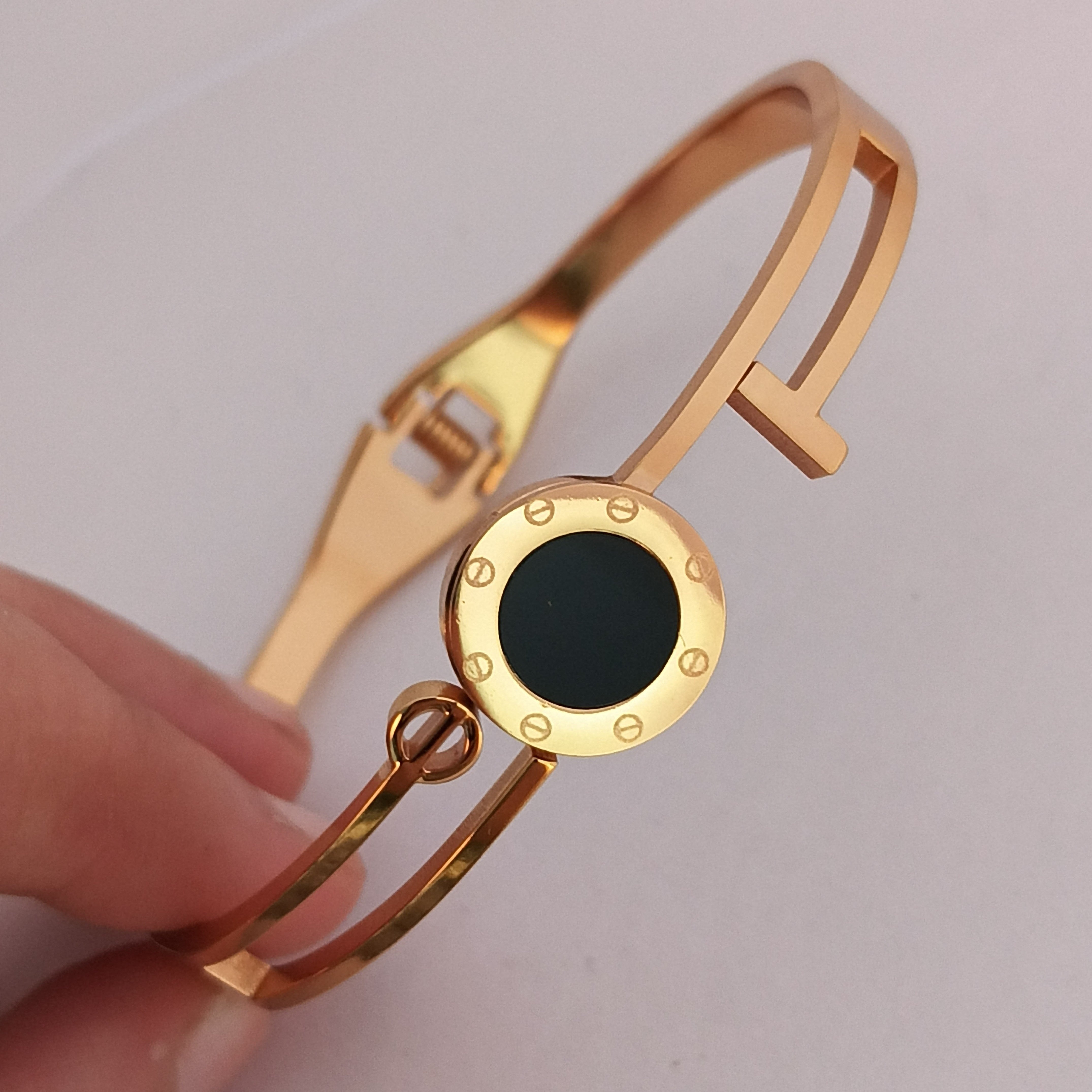 Sophisticated Black Enamel Statement Bracelet