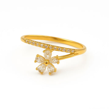 Gold Plated Adjustable Flower Ring