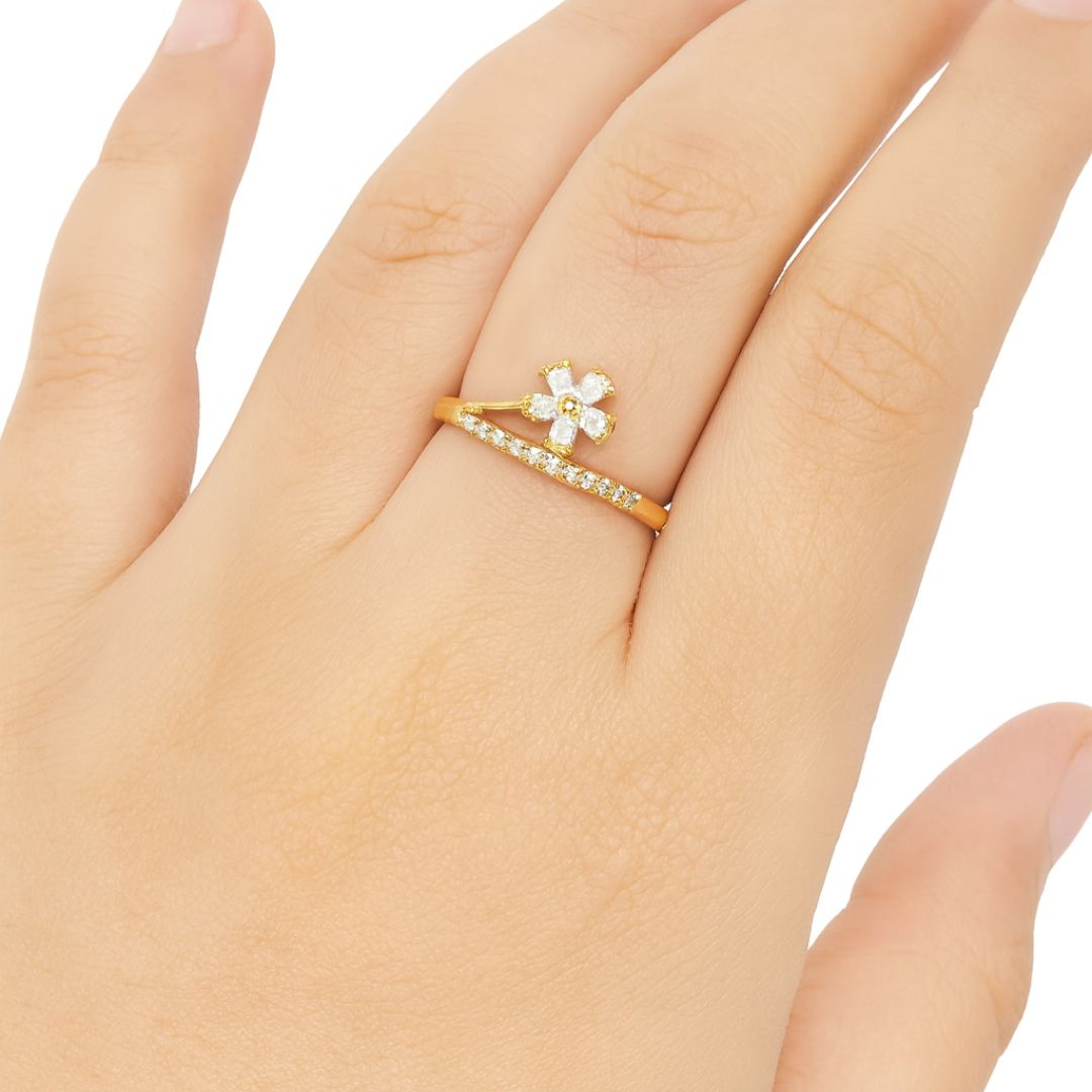 Gold Plated Adjustable Flower Ring