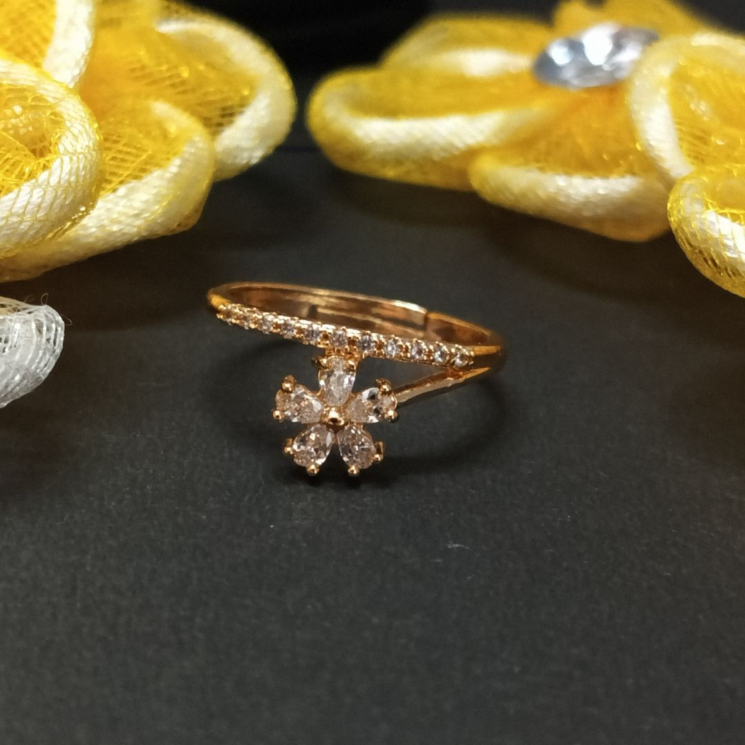 Gold Plated Adjustable Flower Ring