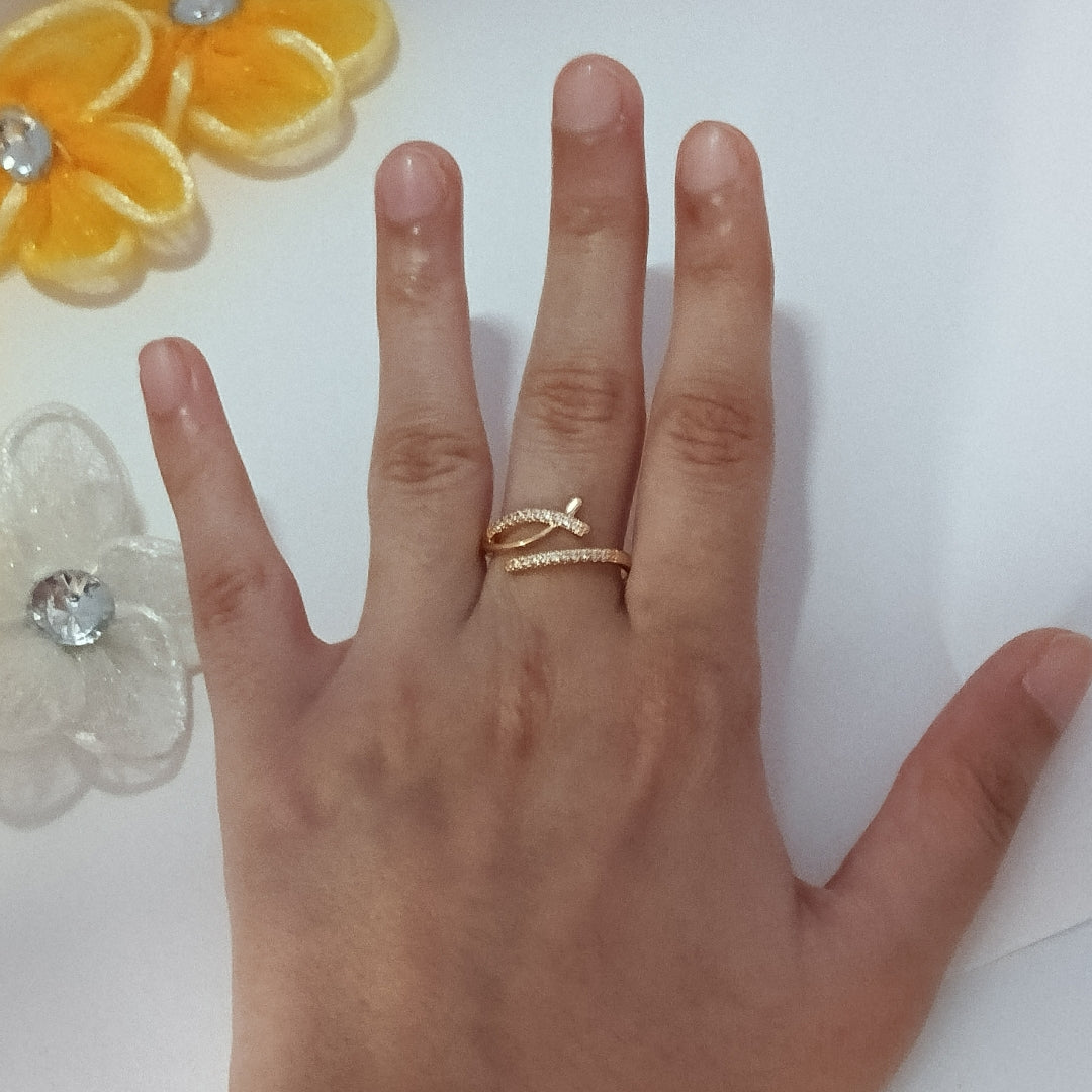 Modern Gold Plated Adjustable Ring with Dual Band Design