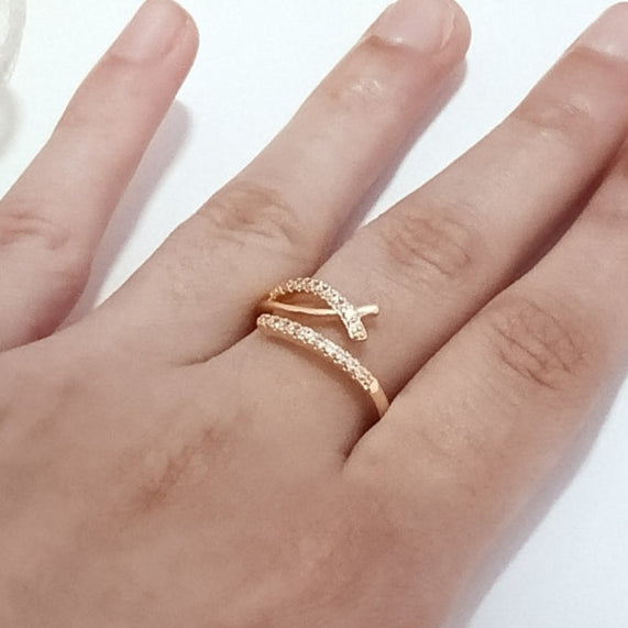 Modern Gold Plated Adjustable Ring with Dual Band Design