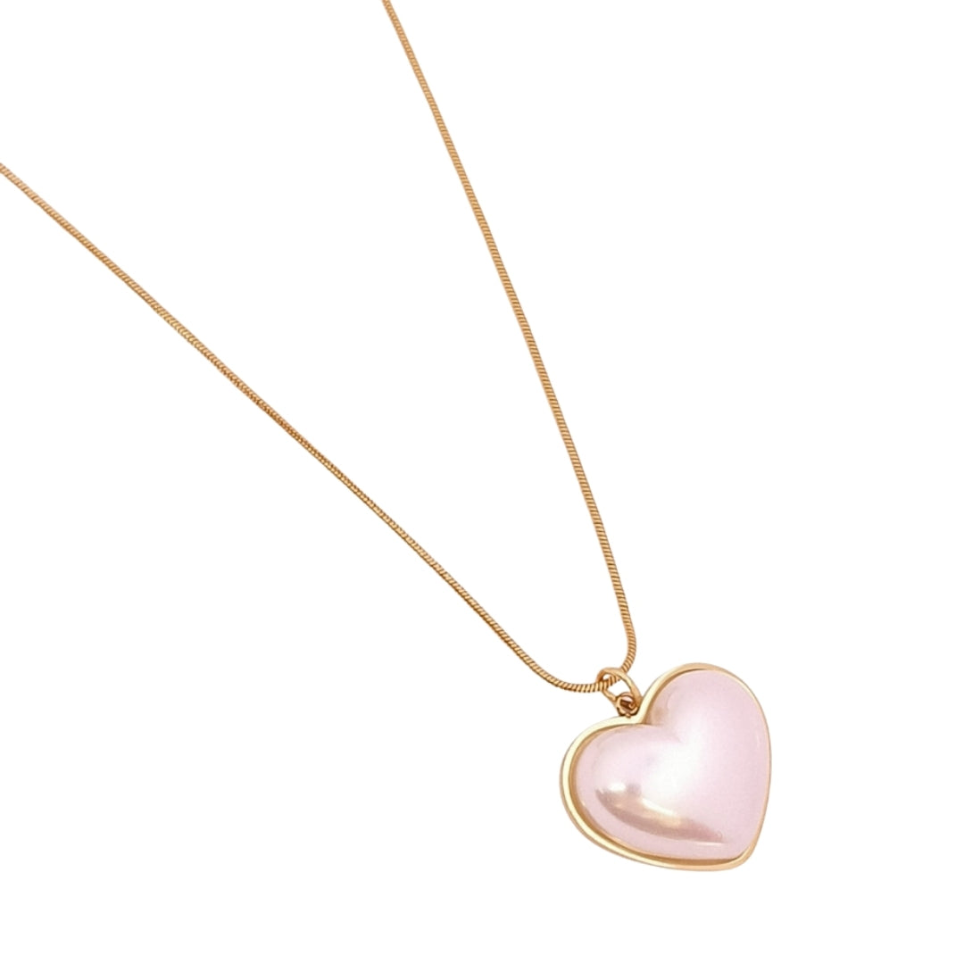 18K Gold Plated Heart Pendant Necklace in Stainless Steel