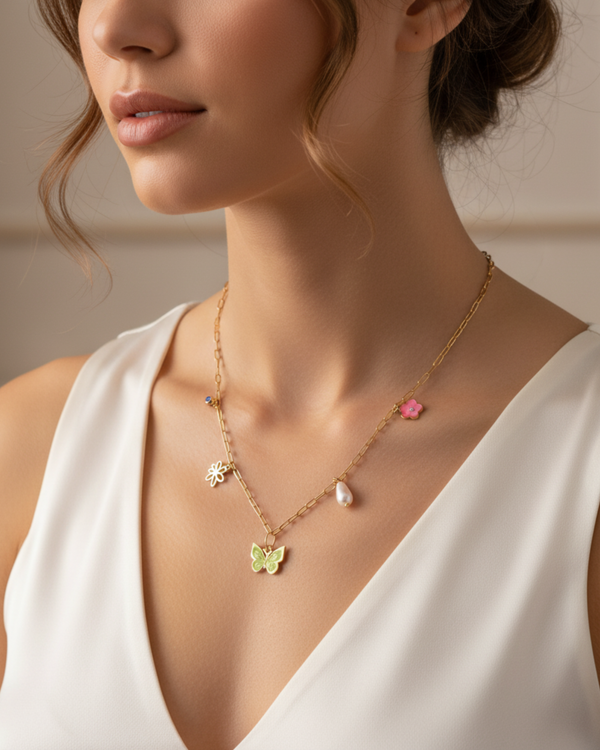 Butterfly Charm Pendant Necklace