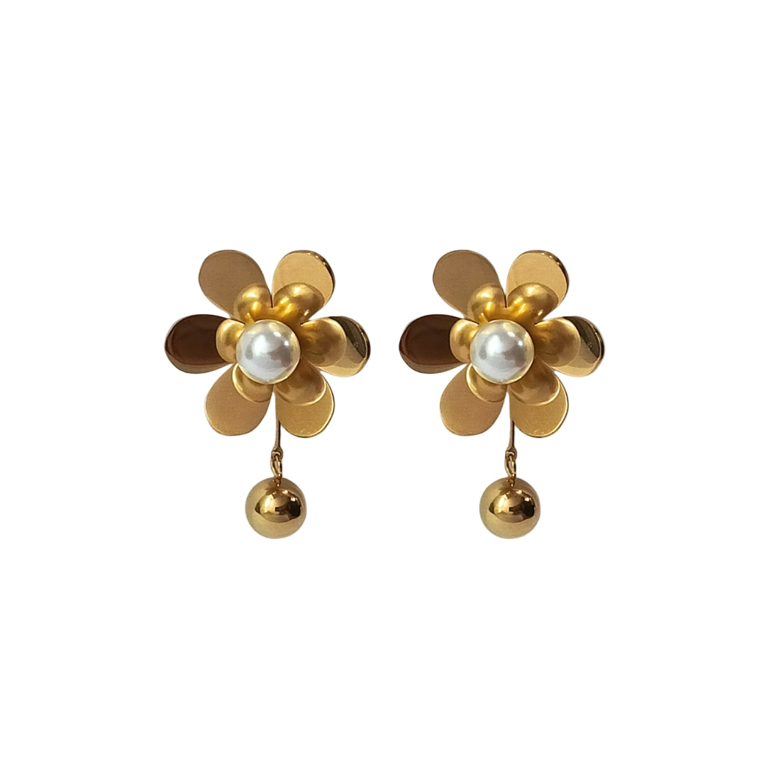 18K Gold Plated Floral Drop Earrings