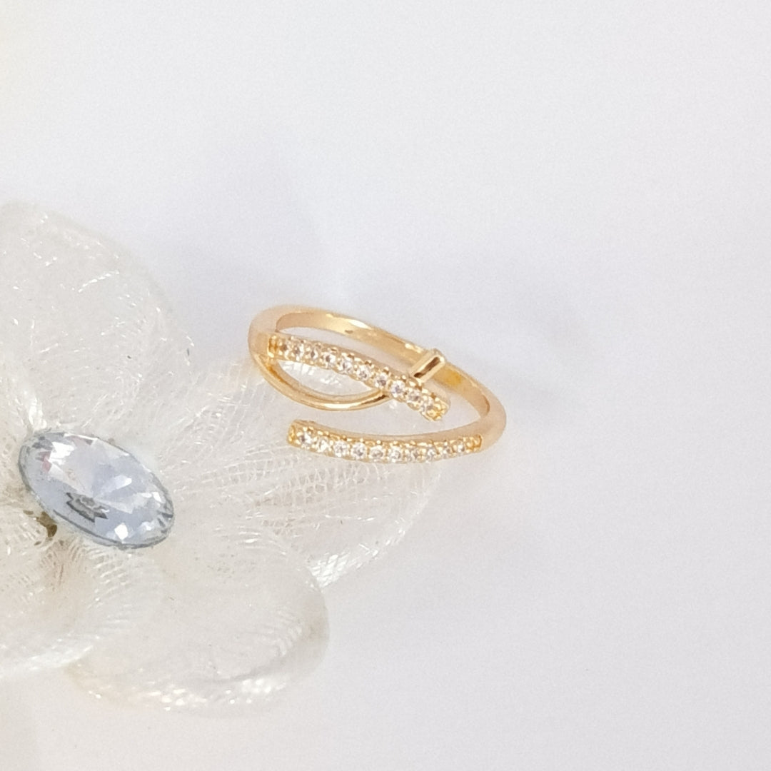 Modern Gold Plated Adjustable Ring with Dual Band Design