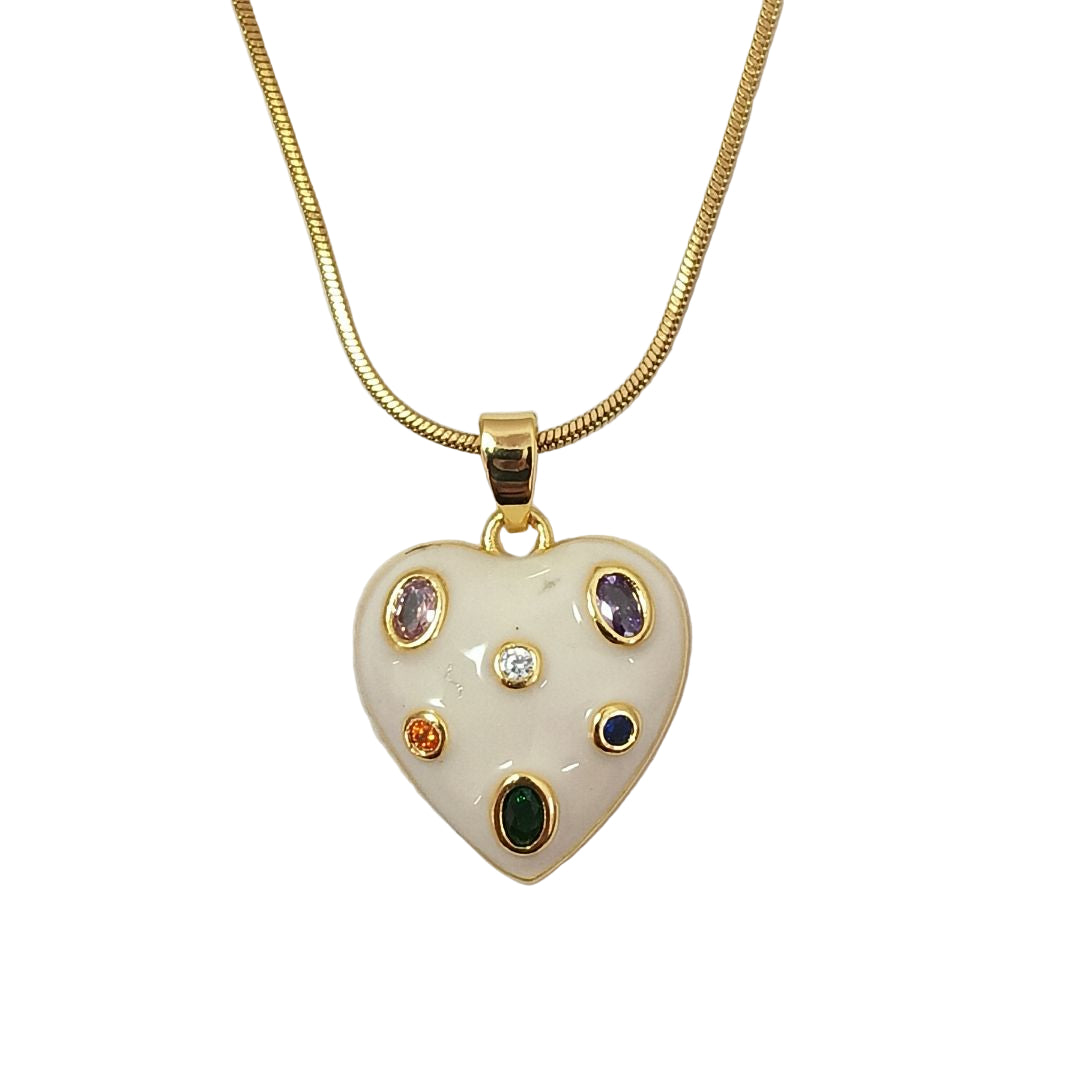 The Artist's Heart: Enamel & Multi-Stone Pendant