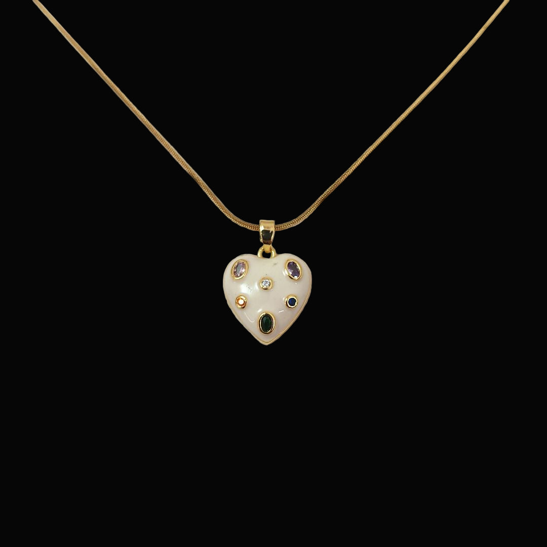 The Artist's Heart: Enamel & Multi-Stone Pendant