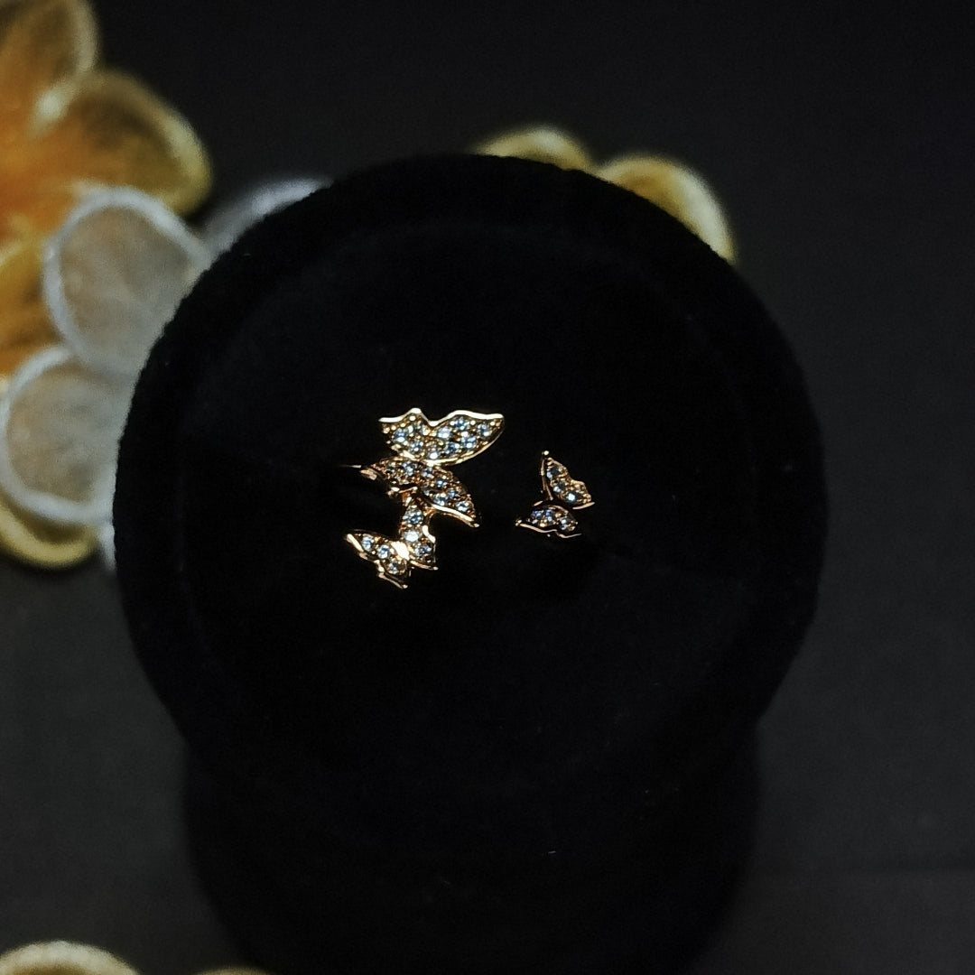 Charming Gold Plated Adjustable Butterfly Ring
