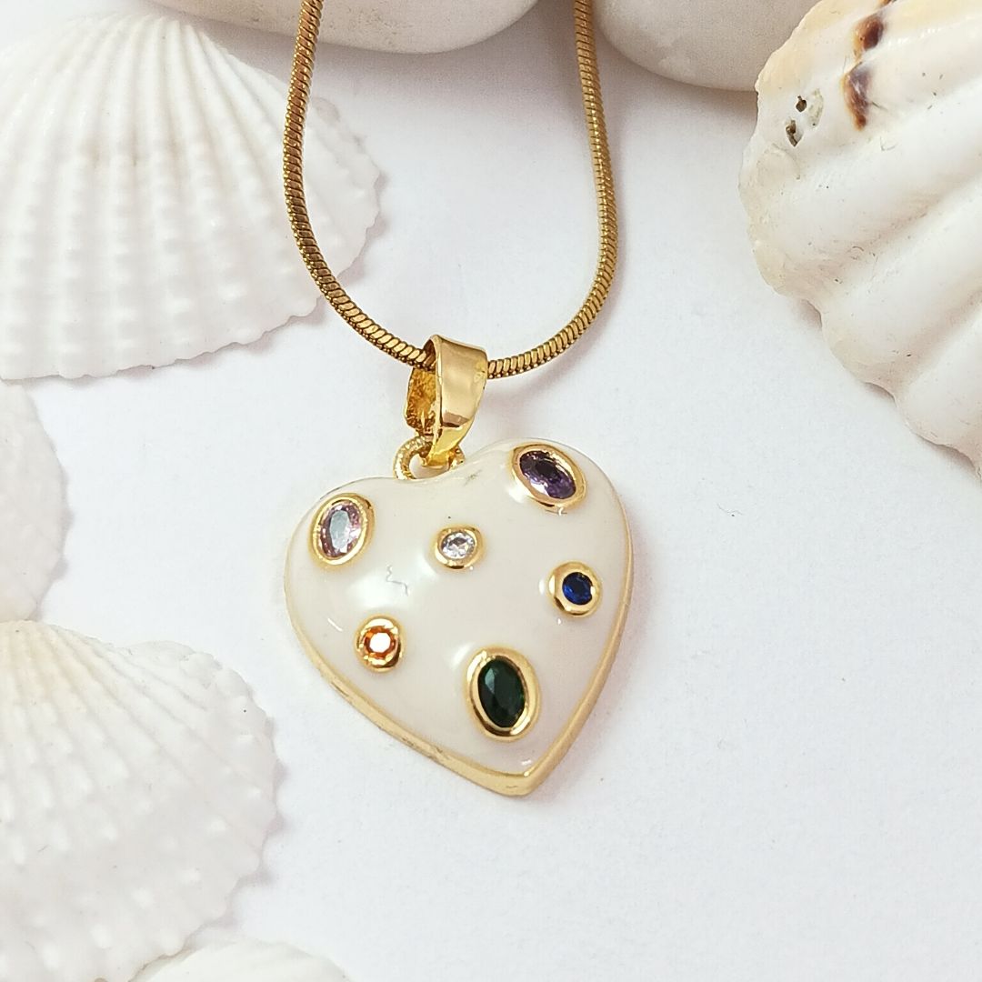 The Artist's Heart: Enamel & Multi-Stone Pendant