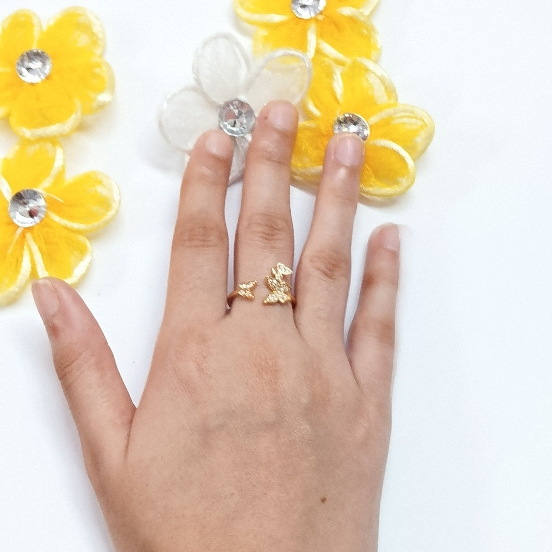 Charming Gold Plated Adjustable Butterfly Ring
