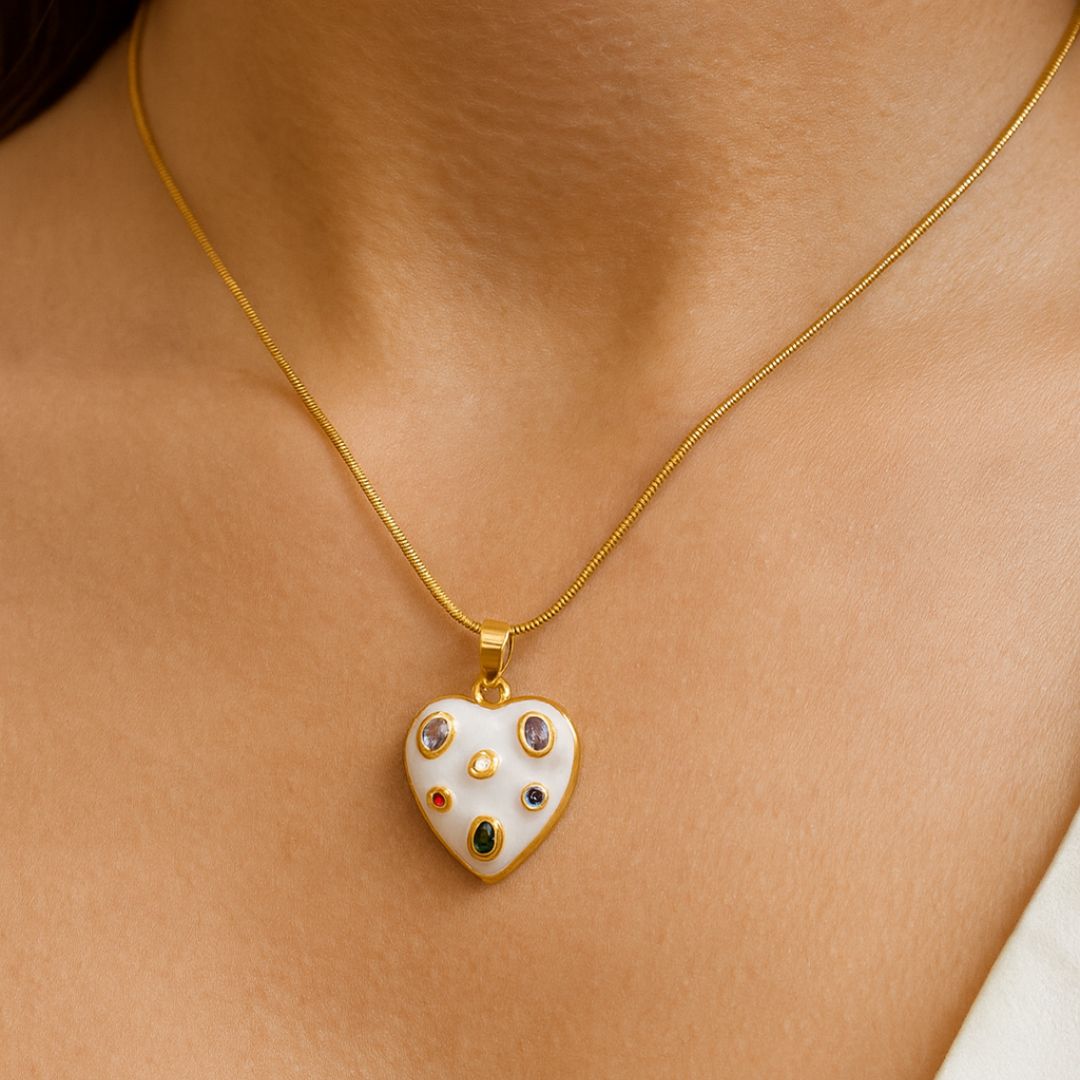 The Artist's Heart: Enamel & Multi-Stone Pendant