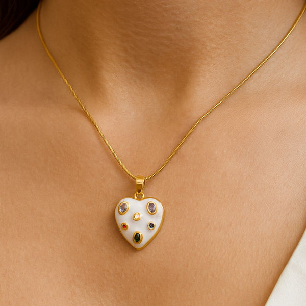 The Artist's Heart: Enamel & Multi-Stone Pendant