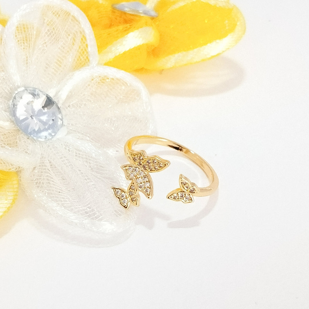 Charming Gold Plated Adjustable Butterfly Ring