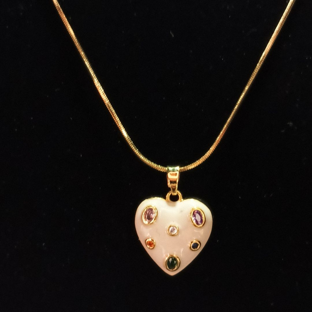 The Artist's Heart: Enamel & Multi-Stone Pendant