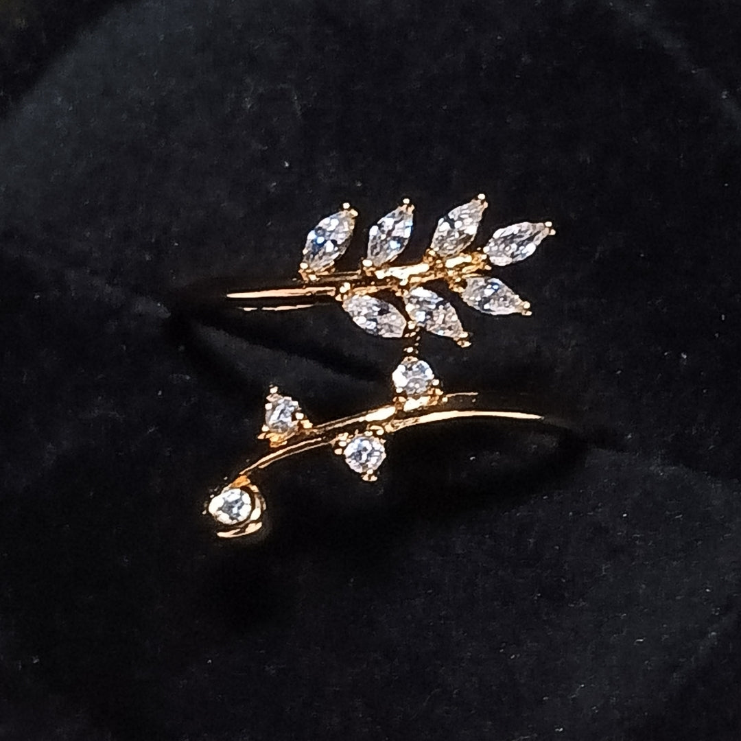 Graceful Gold Plated Adjustable Leaf Vine Ring