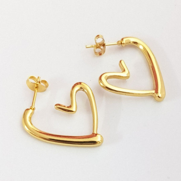 Open Heart Hoop Earrings