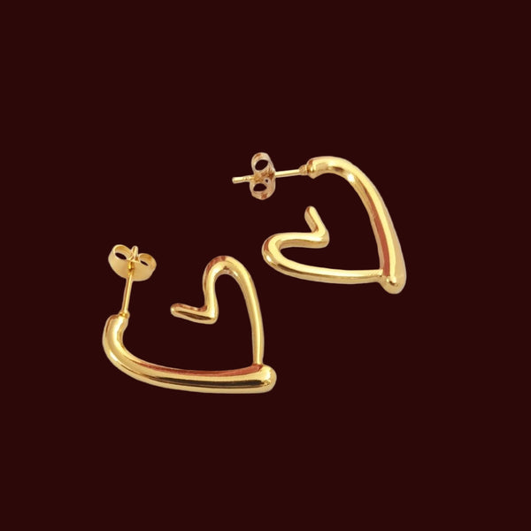 Open Heart Hoop Earrings