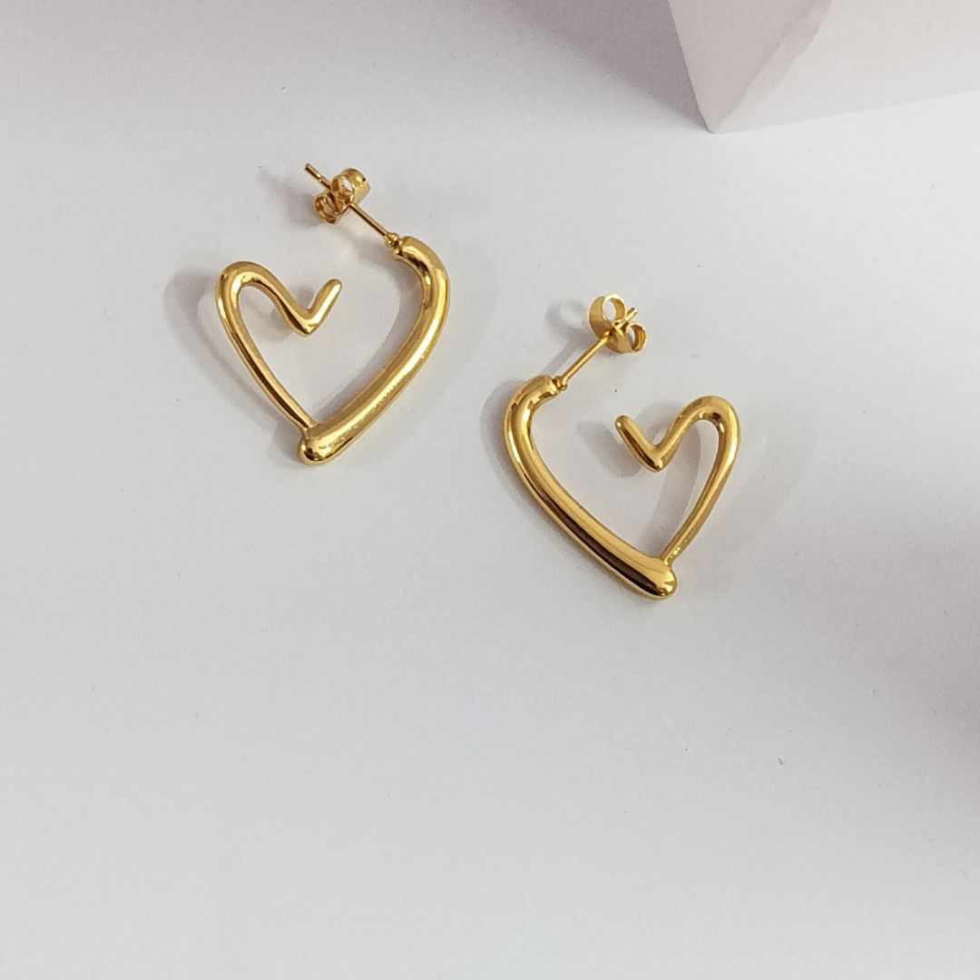 Open Heart Hoop Earrings