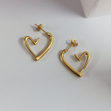 Open Heart Hoop Earrings