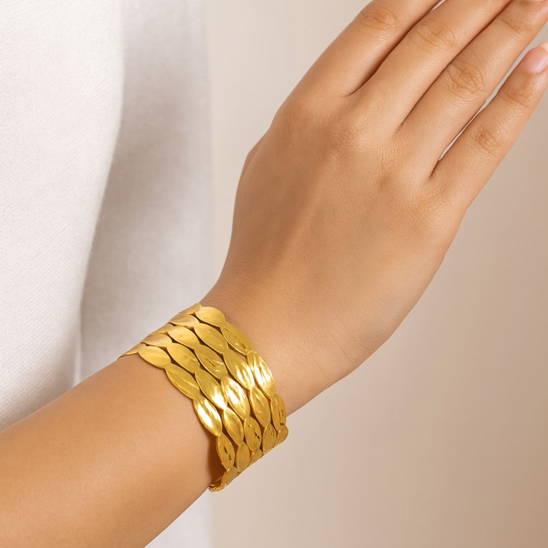 5-Layered Patterned Statement Kada Bracelet
