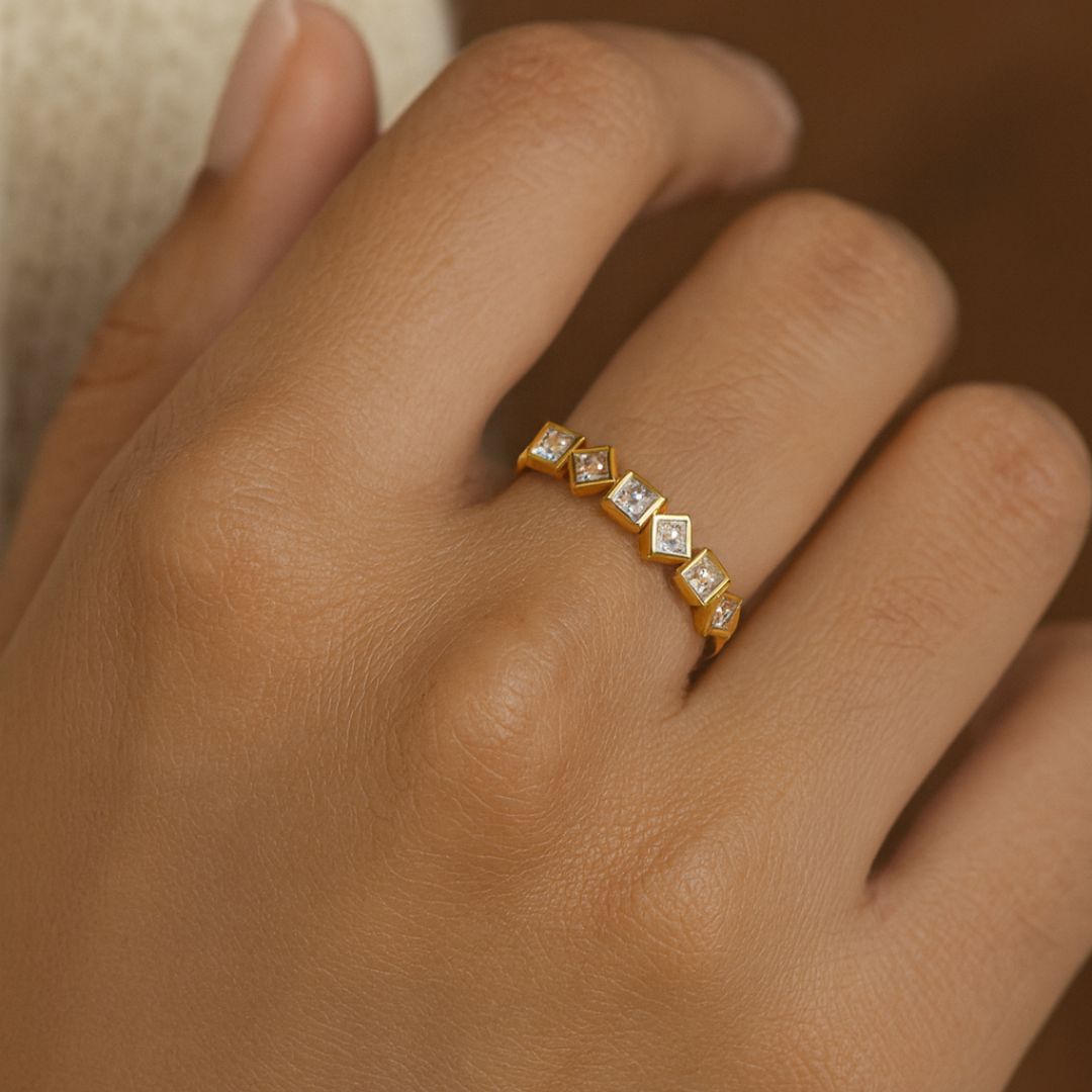 Gold Plated Geometric Eternity Ring