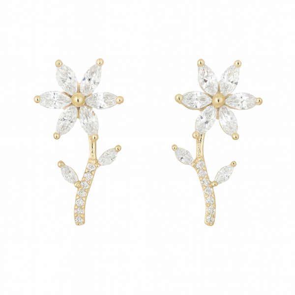 Crystal Petal Flower Earrings