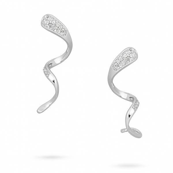 Twirl Elegance CZ Spiral Earrings