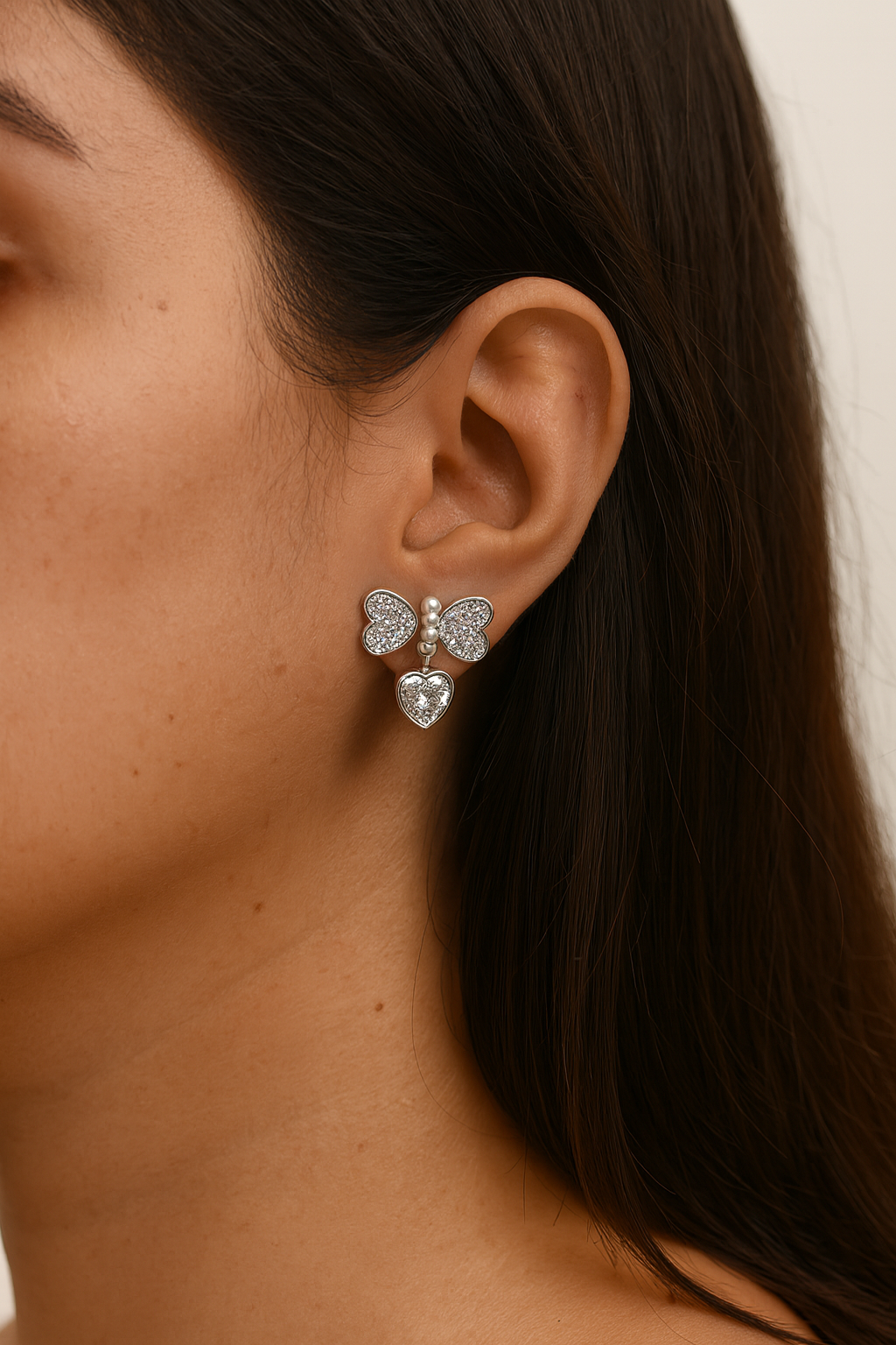 Dazzling Heart-Drop Tassel Earrings