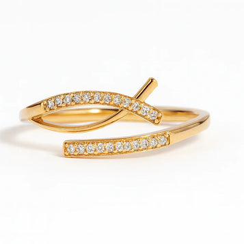 Modern Gold Plated Adjustable Ring with Dual Band Design