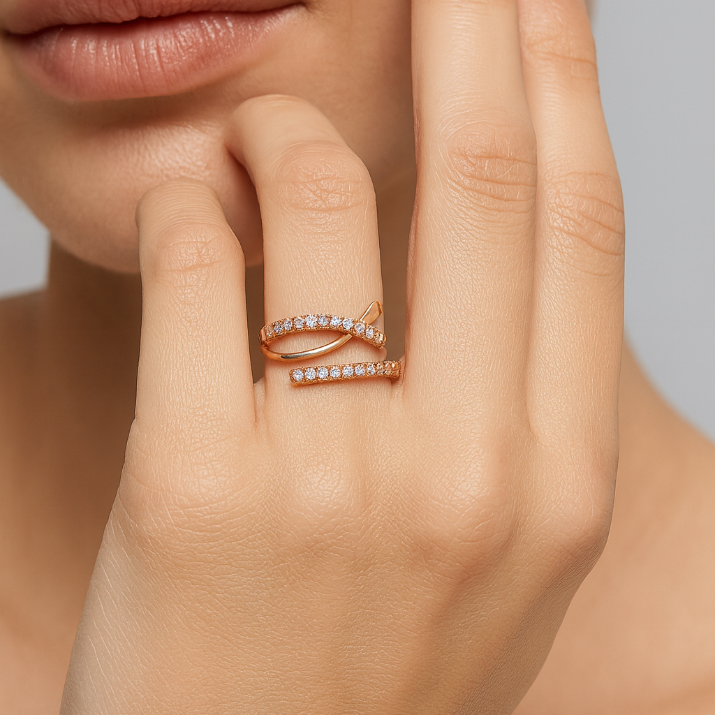 Modern Gold Plated Adjustable Ring with Dual Band Design