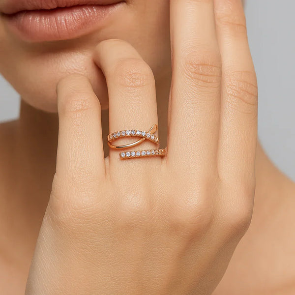 Modern Gold Plated Adjustable Ring with Dual Band Design