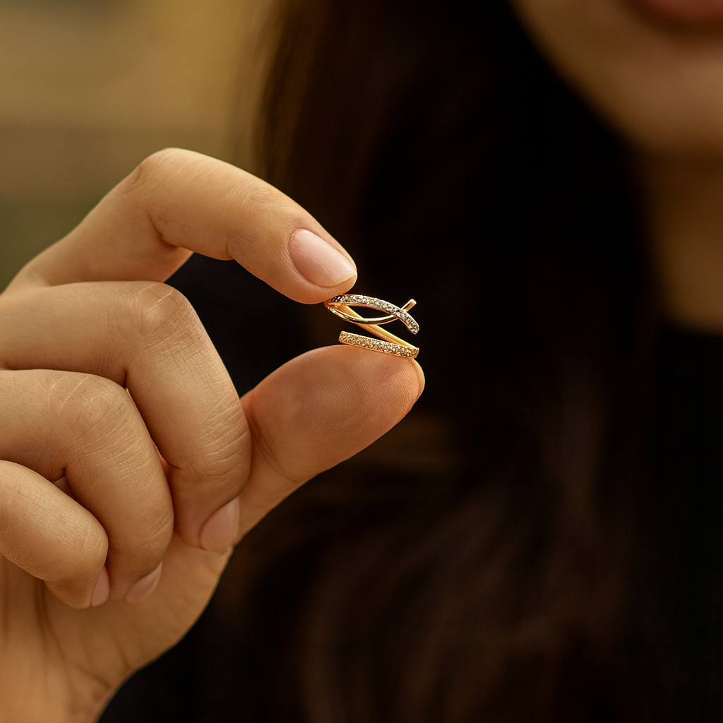Modern Gold Plated Adjustable Ring with Dual Band Design