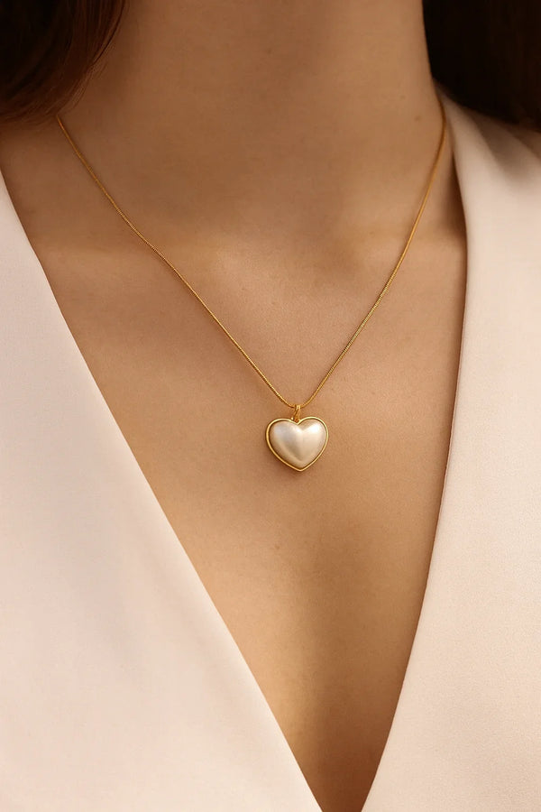 18K Gold Plated Heart Pendant Necklace in Stainless Steel