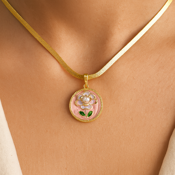Elegant Floral Enamel Pendant