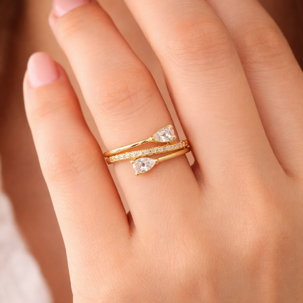 Elegant Dual Pear Bypass Ring