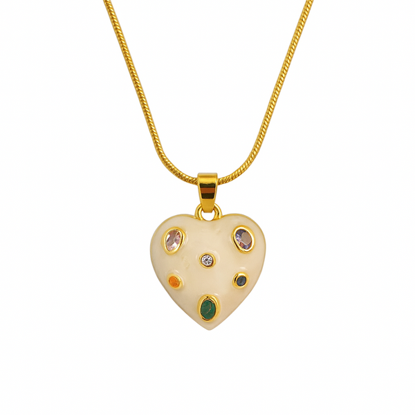 The Artist's Heart: Enamel & Multi-Stone Pendant