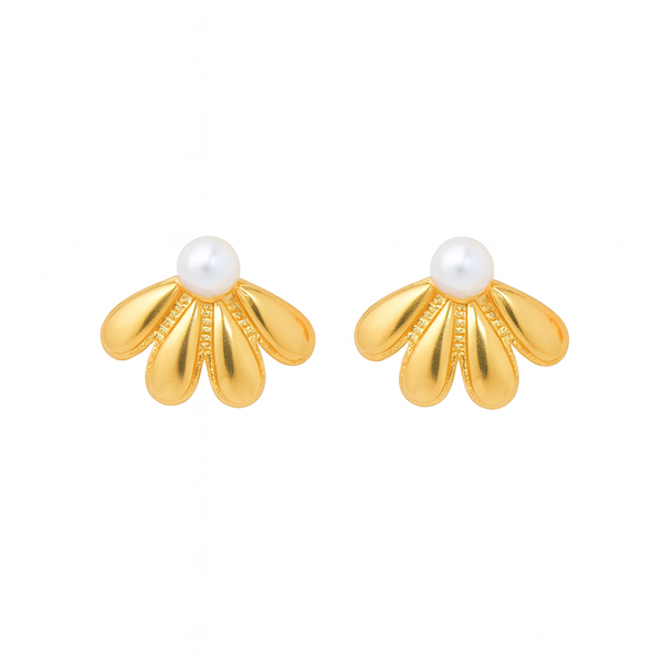 Golden Bloom Pearl Studs