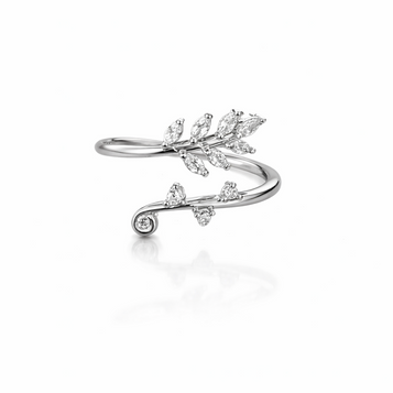 Graceful Adjustable Leaf Vine Ring