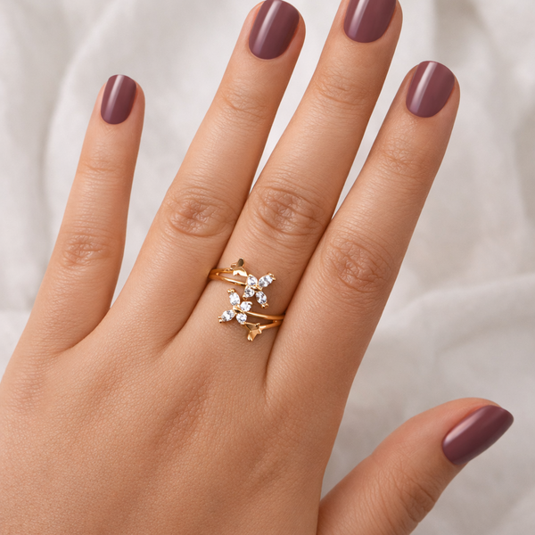 Floral Sparkle Wrap Ring