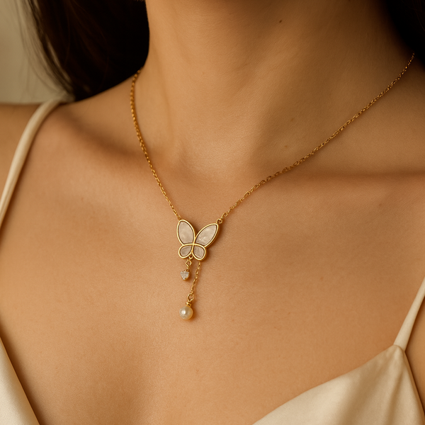 Ethereal Butterfly Pearl Pendant
